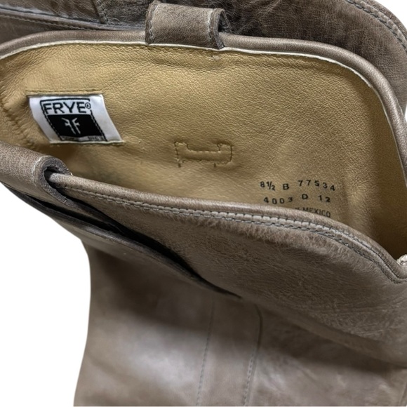 Frye Paige Tall Riding Boots Distressed Leather Gray 8.5 - Picture 3 of 9